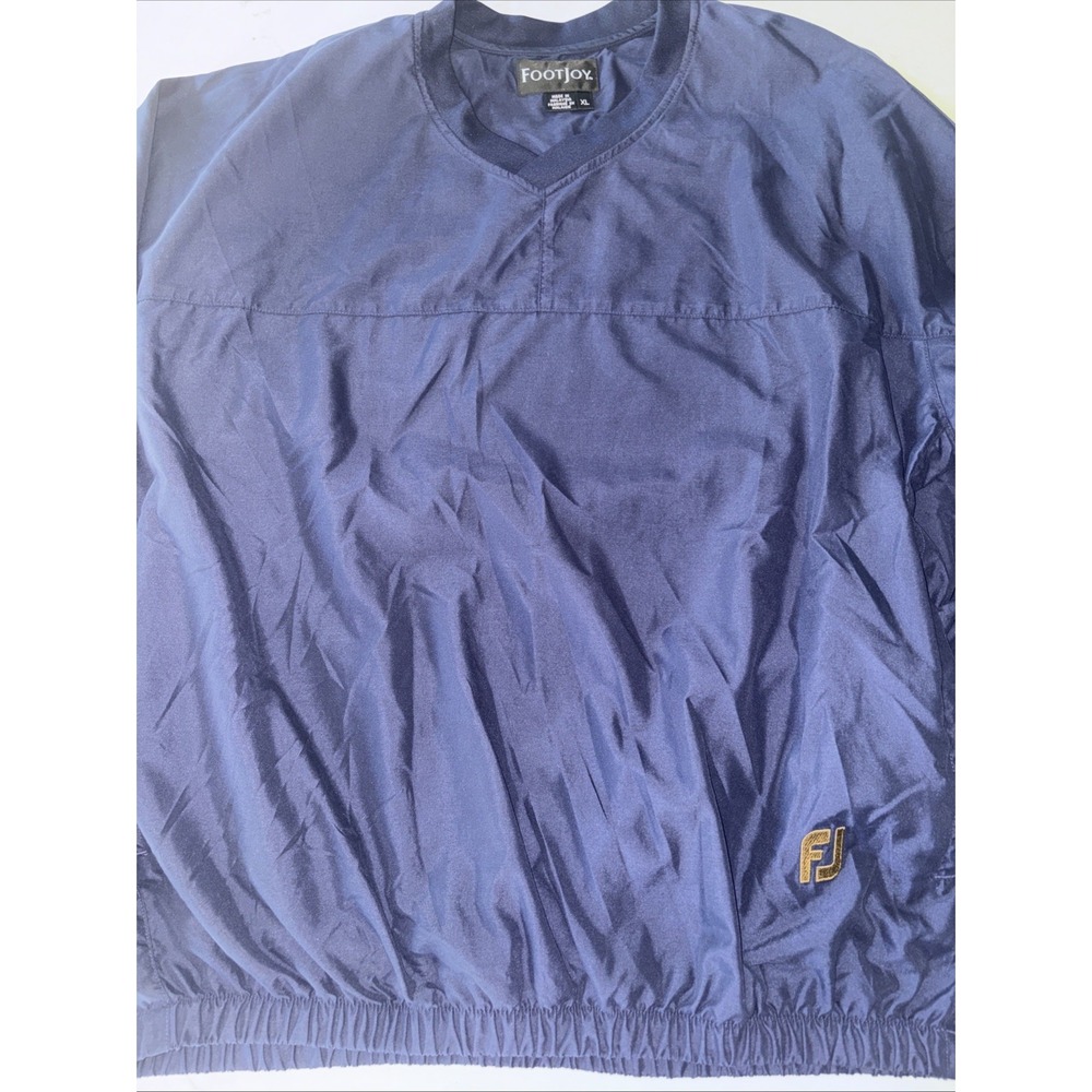 Footjoy Pullover Windbreaker Jacket Mens XL‎ Blue V-Neck Polyester Golf Pockets
